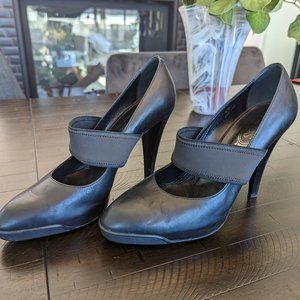 Tod's Black Leather Mary Jane High Heels